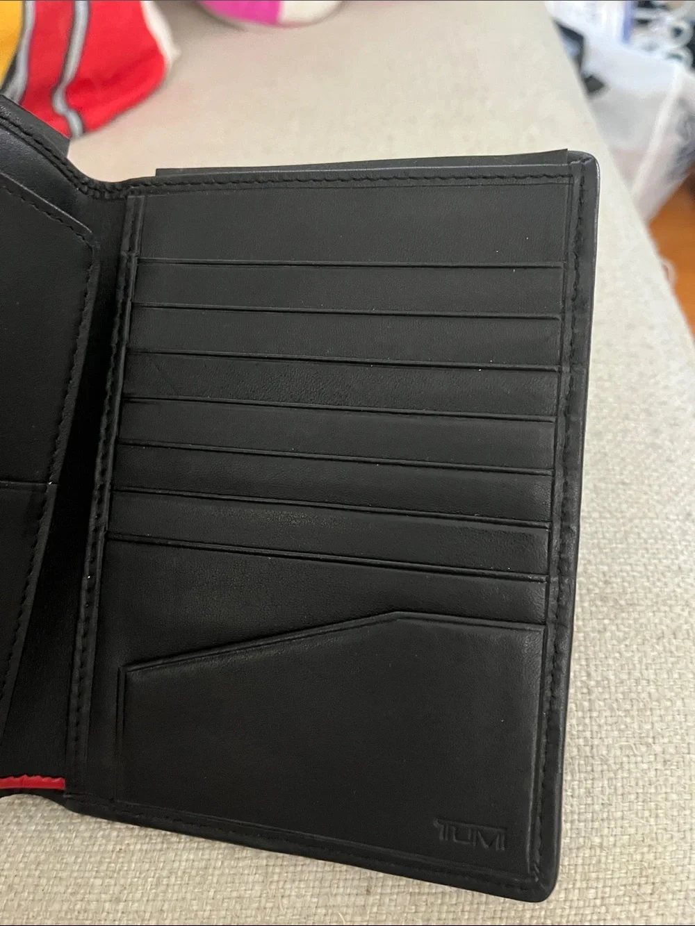Men’s TUMI wallet Black Textured & leather Travel Organizer cards money ID
